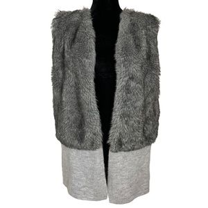 89th + Madison Gray Faux Fur Sweater Vest